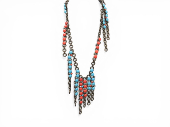 collier lanvin sautoir pierres multicolores 105 cm en