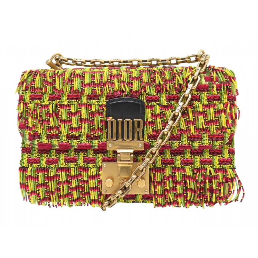 SAC A MAIN CHRISTIAN DIOR DIORADDICT CUIR & PERLES RASTA BANDOULIERE BAG 2800€