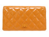 portefeuille chanel boy cuir matelasse verni orange