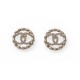 NEUF BOUCLES D OREILLES CHANEL LOGO CC STRASS ABA208 PUCES DORE EARRINGS