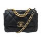 SAC A MAIN CHANEL 19 AS1160 EN CUIR NOIR LOGO CC BANDOULIERE BAG PURSE 6650€