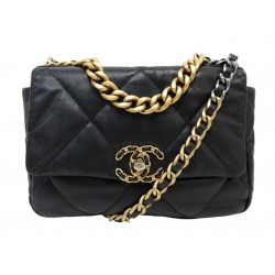 SAC A MAIN CHANEL 19 AS1160 EN CUIR NOIR LOGO CC BANDOULIERE BAG PURSE 6650€
