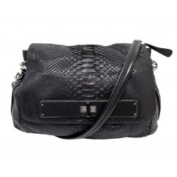 SAC A MAIN BARBARA BUI JULES BESACE BANDOULIERE CUIR PYTHON NOIR HAND BAG 780€