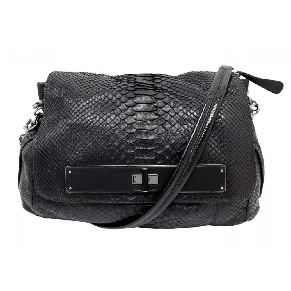 SAC A MAIN BARBARA BUI JULES BESACE BANDOULIERE CUIR PYTHON NOIR HAND BAG 780€