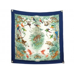 FOULARD HERMES EQUATEUR ROBERT DALLET SOIE BLEUE CARRE 90 BLUE SILK SCARF 580€