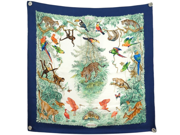 foulard hermes equateur robert dallet soie bleue carre