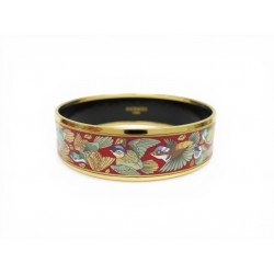 NEUF BRACELET HERMES LES OISEAUX LARGE EN EMAIL IMPRIME BOITE RONDE ENAMEL 590€