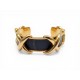 VINTAGE BRACELET HERMES CROISILLONS PLAQUE OR & CUIR DE CROCODILE POROSUS BANGLE
