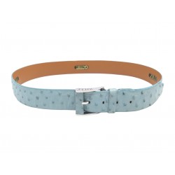 NEUF CEINTURE ZILLI EN CUIR D'AUTRUCHE BLEU T110 BOUCLE ACIER OSTRICH BELT 1180€
