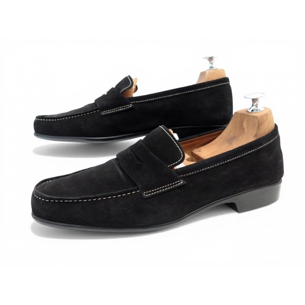 CHAUSSURES JM WESTON 625 MOCASSINS D'ETE EN DAIM NOIR 7.5E 41.5 42 LOAFERS 590€