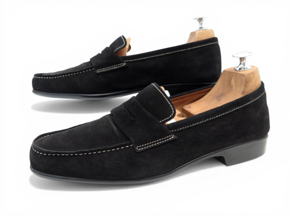 chaussures jm weston 625 mocassins d'ete en daim noir