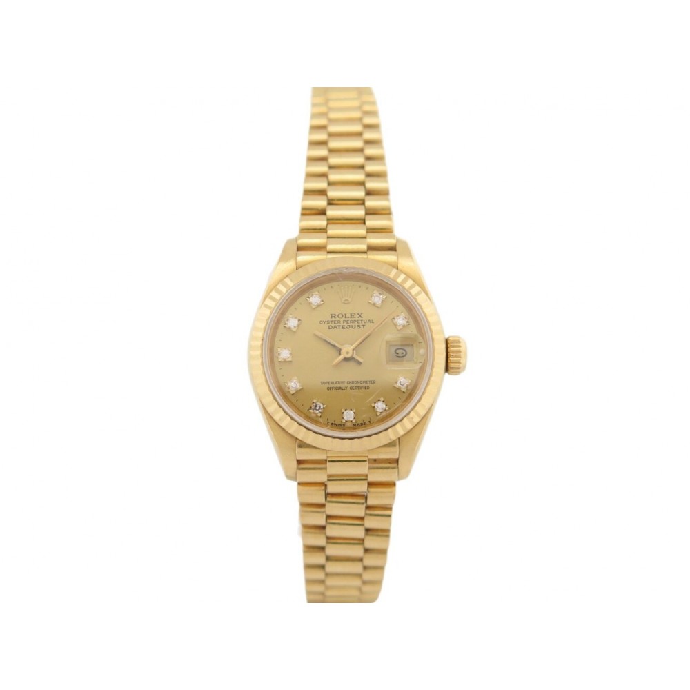 VINTAGE MONTRE ROLEX DATEJUST LADY 69178 JUBILE DIAMANTS OR JAUNE 18K AUTO WATCH