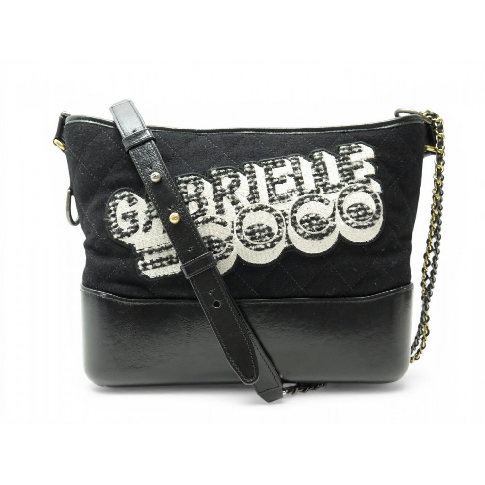 SAC A MAIN CHANEL GABRIELLE GM CUIR TOILE MATELASSEE NOIR BANDOULIERE BAG 5750€