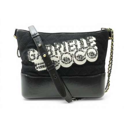 SAC A MAIN CHANEL GABRIELLE GM CUIR TOILE MATELASSEE NOIR BANDOULIERE BAG 5750€