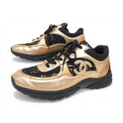 CHAUSSURES BASKETS CHANEL G34360 TENNIS TRAINER CC 41.5 CUIR TWEED SHOES 1250€