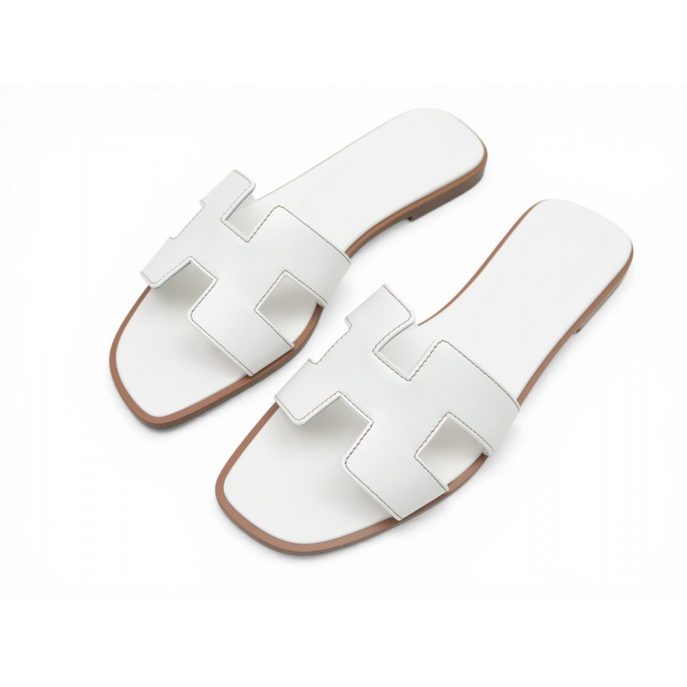 NEUF CHAUSSURES MULES HERMES ORAN BL1021056Z 39 SANDALES CUIR BLANC SHOES 635€