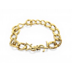 BRACELET YVES SAINT LAURENT CASSANDRE 851103 GOURMETTE METAL DORE BANGLE 550€