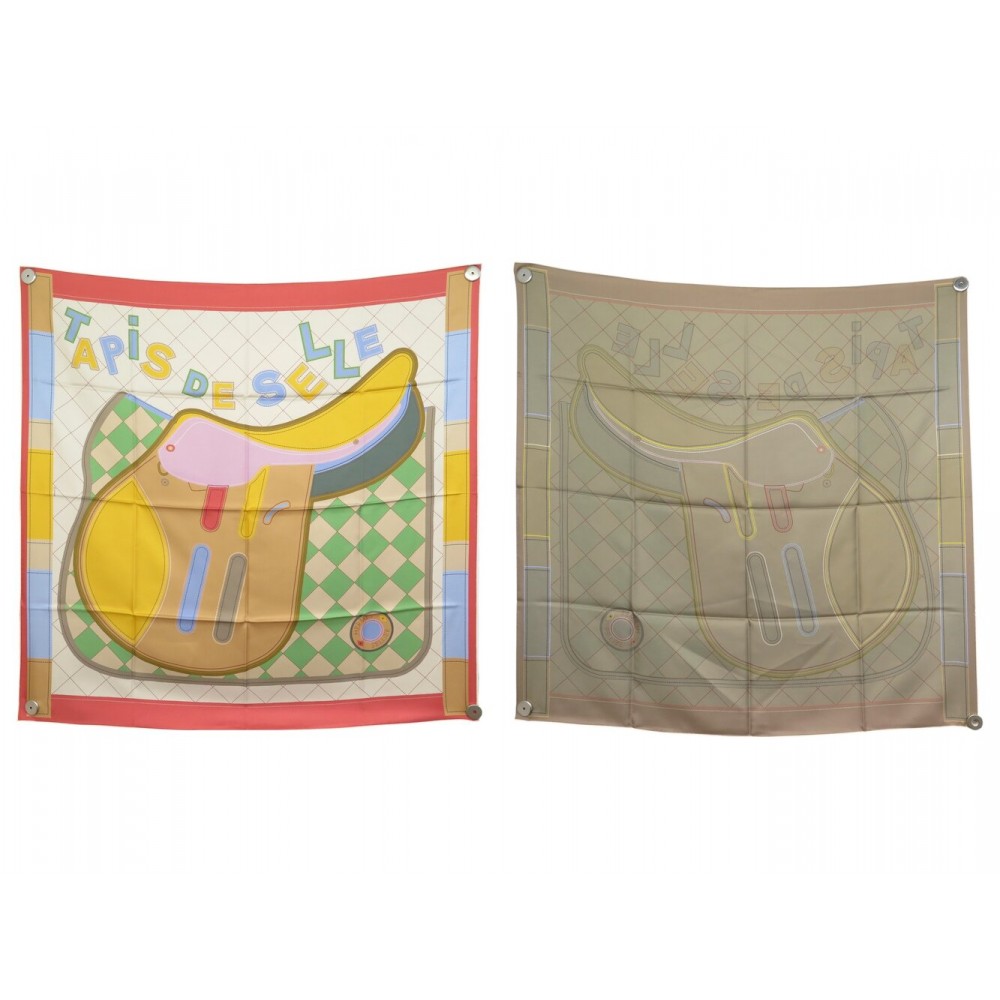 NEUF FOULARD HERMES DOUBLE FACE TAPIS DE SELLE H904040S CARRE 90 CM SCARF 710€