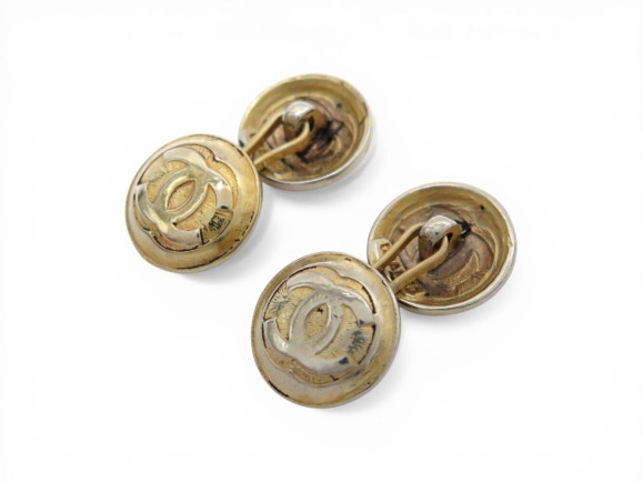 boutons de manchettes chanel logo cc rond en