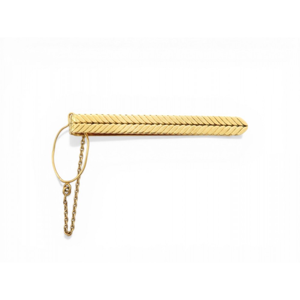 VINTAGE PINCE A CRAVATE CHAUMET EPI DE BLE OR JAUNE 18K 10.7G GOLD GOLD TIE CLIP