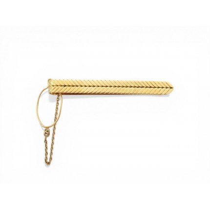 VINTAGE PINCE A CRAVATE CHAUMET EPI DE BLE OR JAUNE 18K 10.7G GOLD GOLD TIE CLIP