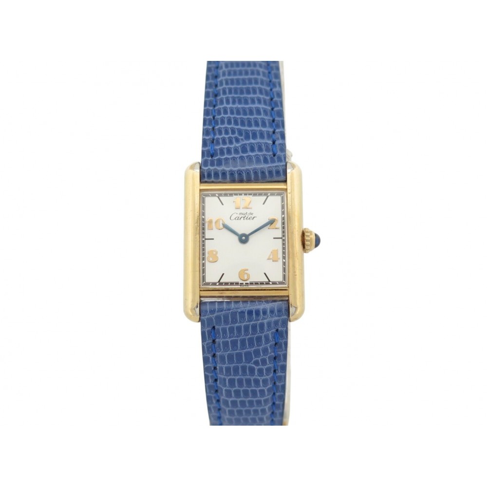 VINTAGE MONTRE MUST DE CARTIER TANK 5057001 28MM VERMEIL DORE QUARTZ LADY WATCH
