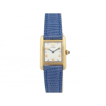 VINTAGE MONTRE MUST DE CARTIER TANK 5057001 28MM VERMEIL DORE QUARTZ LADY WATCH