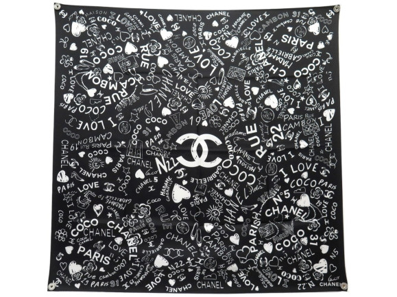 foulard chanel twill love coco logo cc camelia