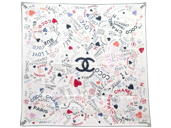 foulard chanel twill love coco logo cc camelia