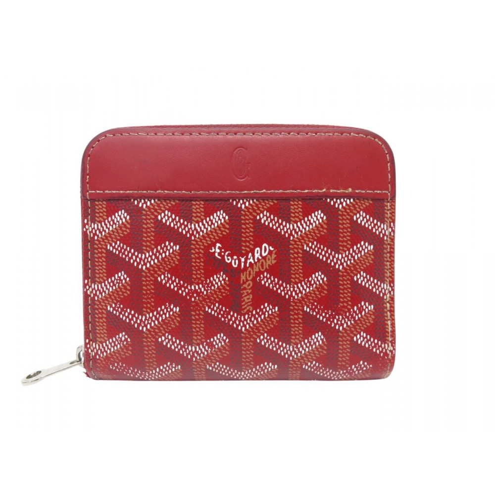 PORTEFEUILLE GOYARD MATIGNON EN TOILE ROUGE PORTE MONNAIE WALLET BILLFOLD 690€