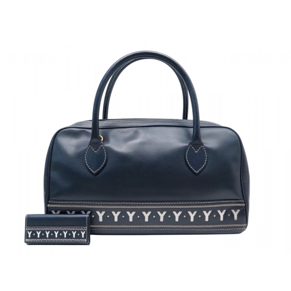 VINTAGE SAC A MAIN YVES SAINT LAURENT BOWLING LOGO Y CUIR ETUI A CLES BAG 1900€