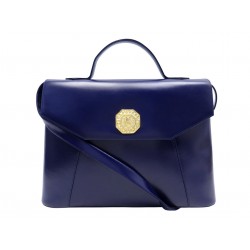SAC A MAIN YVES SAINT LAURENT CARTABLE EN CUIR BOX BLEU VIOLET BANDOULIERE 1500€