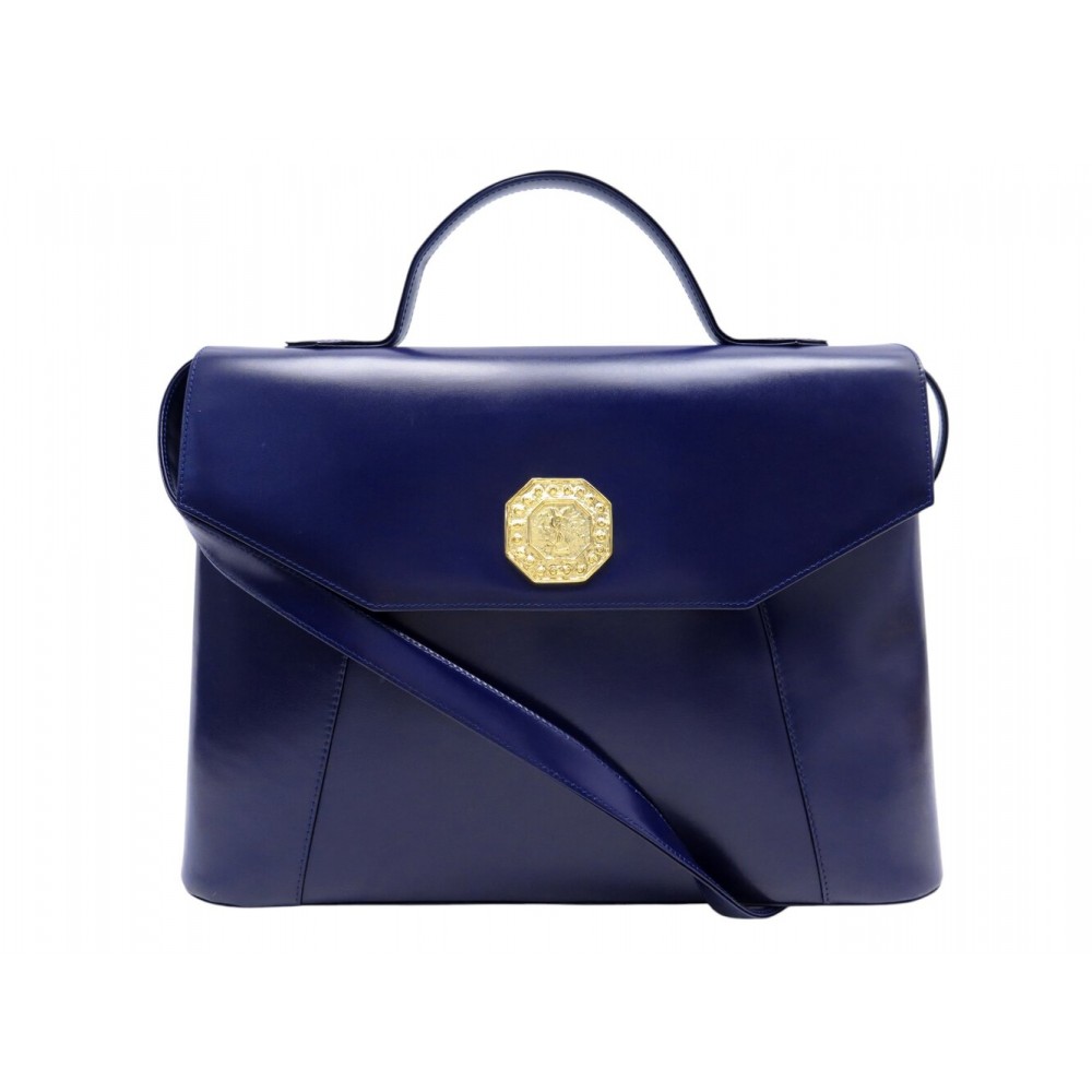 SAC A MAIN YVES SAINT LAURENT CARTABLE EN CUIR BOX BLEU VIOLET BANDOULIERE 1500€