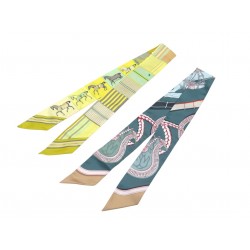 NEUF LOT 2 FOULARD HERMES TWILLY COUVERTURES & TENUES DE JOUR GRAND APPARAT 430€