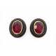 NEUF VINTAGE BOUCLES OREILLES YVES SAINT LAURENT GRIPOIX BOIS & RUBIS EARRINGS