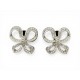 NEUF VINTAGE BOUCLES D'OREILLES YVES SAINT LAURENT NOEUD ARGENTE STRASS EARRINGS