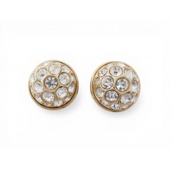 NEUF VINTAGE BOUCLES D'OREILLES YVES SAINT LAURENT DEMI SPHERE STRASS EARRINGS