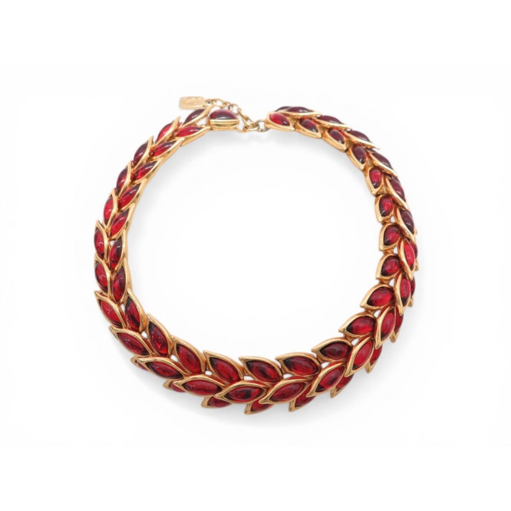 VINTAGE COLLIER YVES SAINT LAURENT LAGARDERE 1980 GOOSSENS ROUGE RUBIS NECKLACE