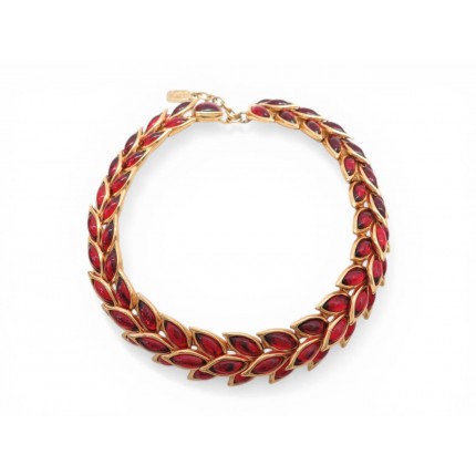 VINTAGE COLLIER YVES SAINT LAURENT LAGARDERE 1980 GOOSSENS ROUGE RUBIS NECKLACE