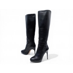 BOTTES A TALONS CHRISTIAN DIOR KARENINE CUIR NOIR 37 + BOITE POCHON BOOTS 1490€