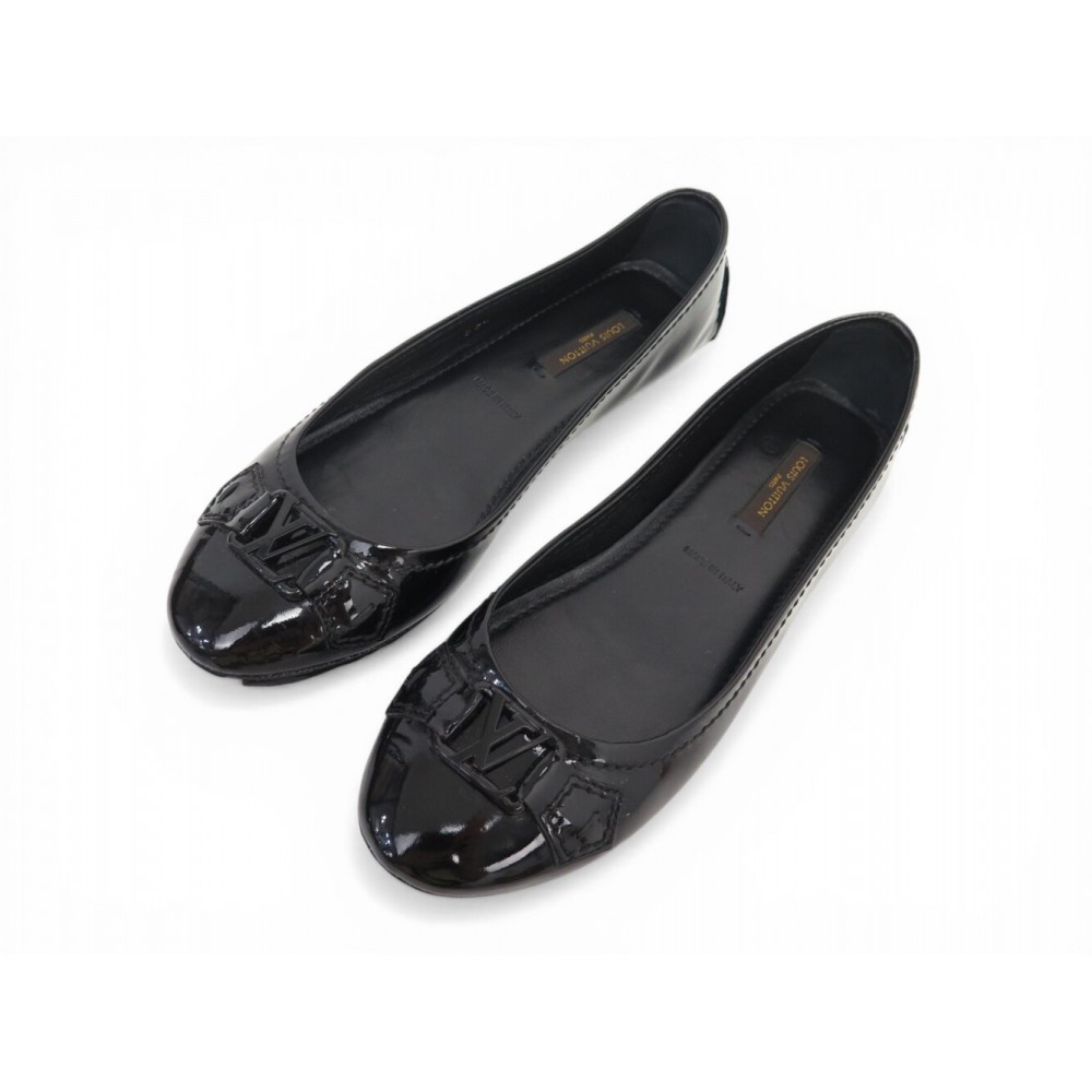 CHAUSSURES LOUIS VUITTON BALLERINES OXFORD 35.5 IT 36.5 FR CUIR VERNI SHOES 820€