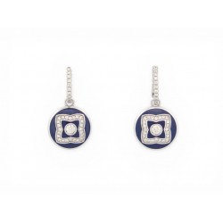 NEUF BOUCLES D'OREILLES DE BEERS LOTUS ENCHANTE OR EMAIL DIAMANTS EARRINGS 5200€