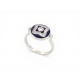 BAGUE DE BEERS LOTUS ENCHANTE T53 EN OR BLANC 18K EMAIL BLEU DIAMANTS RING 2550€