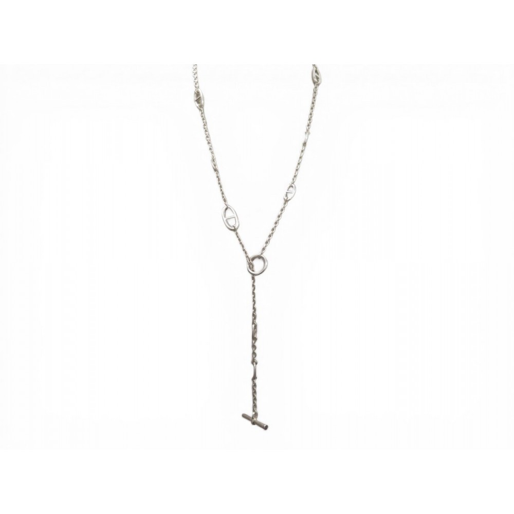 NEUF COLLIER HERMES SAUTOIR FARANDOLE 80 CM H104570B ARGENT 925 NECKLACE 1500€