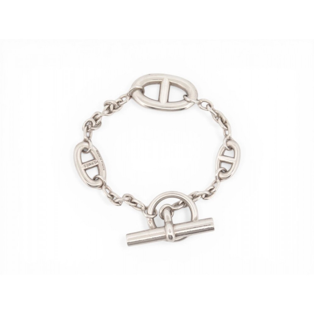 BRACELET HERMES H104567B CHAINE D'ANCRE FARANDOLE 15 CM EN ARGENT MASSIF + BOITE