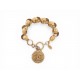 VINTAGE BRACELET CHANEL ANNEAUX CORDAGE LOGO CC VICTOIRE DE CASTELLANE 1990 DORE