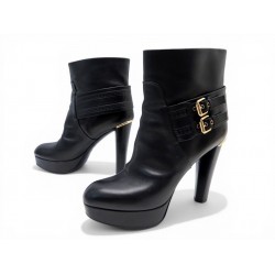 CHAUSSURES BOTTINES LOUIS VUITTON ANKLE BOOTS 40 CUIR NOIR LEATHER SHOES 1500€