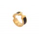 NEUF BAGUE HERMES OLYMPE PM H500058FC8955 S T52 CUIR VEAU NOIR & DORE RING 350€