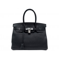 NEUF SAC A MAIN HERMES BIRKIN 30 EN CUIR TOGO NOIR ATTRIBUTS ACIER PALLADIE BAG