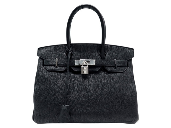 NEUF SAC A MAIN HERMES BIRKIN 30 EN CUIR TOGO NOIR ATTRIBUTS ACIER PALLADIE BAG